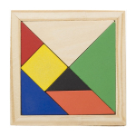 Buntes Tangram-Spiel aus Holz zum Verschenken mit Logo bedrucken farbe braun erste Ansicht