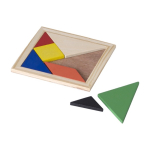 Buntes Tangram-Spiel aus Holz zum Verschenken mit Logo bedrucken farbe braun zweite Ansicht