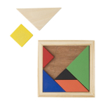Buntes Tangram-Spiel aus Holz zum Verschenken mit Logo bedrucken farbe braun dritte Ansicht