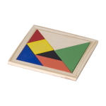 Buntes Tangram-Spiel aus Holz zum Verschenken mit Logo bedrucken farbe braun vierte Ansicht