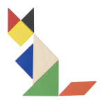 Buntes Tangram-Spiel aus Holz zum Verschenken mit Logo bedrucken farbe braun siebte Ansicht