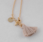 23 cm großer Fächer mit goldenem Armband und dekorativem Pompon farbe natürliche farbe fünfte Ansicht
