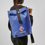 Wasserabweisender Rucksack aus recycelter Baumwolle für 17-Zoll-Laptops, 23 l farbe blau