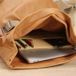 Wasserabweisender Rucksack aus recycelter Baumwolle für 17-Zoll-Laptops, 23 l farbe camel vierte Ansicht