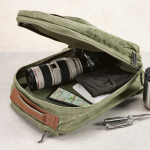 Rucksack aus recycelter Baumwolle mit Wachsbeschichtung, 230 g/m2 farbe militärgrün vierte Ansicht der Umgebung