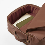 Erweiterbarer Rucksack aus recyceltem Leder für 17-Zoll-Laptops farbe dunkelbraun vierte Detailansicht