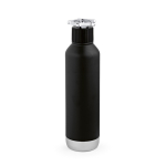 Doppelwandige Flasche aus recyceltem Edelstahl mit Ruder-Verschluss, 750 ml farbe schwarz