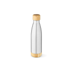 Doppelwandige Flasche aus recyceltem Edelstahl mit Bambusdeckel, 500 ml farbe silber