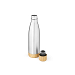 Doppelwandige Flasche aus recyceltem Edelstahl mit Bambusdeckel, 500 ml farbe silber zweite Ansicht