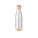 Flasche aus recyceltem Edelstahl mit Bambusdeckel, 750 ml farbe silber