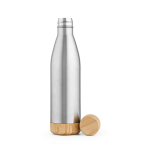 Flasche aus recyceltem Edelstahl mit Bambusdeckel, 750 ml farbe silber zweite Ansicht