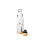 Flasche aus recyceltem Edelstahl mit Bambusdeckel, 750 ml farbe silber