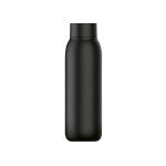 Flasche aus recyceltem Stahl mit kabelloser Ladefunktion und auslaufsicherem Verschluss, 610 ml farbe schwarz Ansicht von vorne
