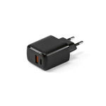 Wandladegerät aus recyceltem Kunststoff mit USB-A- und USB-C-Anschluss, 20 W farbe schwarz