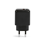 Wandladegerät aus recyceltem Kunststoff mit USB-A- und USB-C-Anschluss, 20 W farbe schwarz Ansicht von hinten