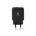 Wandladegerät aus recyceltem Kunststoff mit USB-A- und USB-C-Anschluss, 20 W farbe schwarz