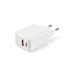 Wandladegerät aus recyceltem Kunststoff mit USB-A- und USB-C-Anschluss, 20 W farbe weiß