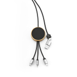 5-in-1-Ladekabel aus Bambus und recyceltem Kunststoff mit kabelloser Ladefunktion, 1 m farbe schwarz dritte Ansicht