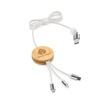5-in-1-Ladekabel aus Bambus und recyceltem Kunststoff mit kabelloser Ladefunktion, 1 m farbe weiß