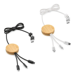 5-in-1-Ladekabel aus Bambus und recyceltem Kunststoff mit kabelloser Ladefunktion, 1 m