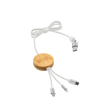 5-in-1-Ladekabel aus Bambus und recyceltem Kunststoff mit kabelloser Ladefunktion, 1 m Hauptansicht