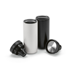 Reisebecher aus recyceltem Edelstahl mit Doppelwand, 340 ml farbe schwarz vierte Ansicht