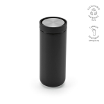 Reisebecher aus recyceltem Edelstahl mit Doppelwand, 340 ml farbe schwarz