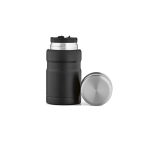 Lebensmittelbehälter aus recyceltem Edelstahl mit faltbarem Löffel, 740 ml farbe schwarz Ansicht von vorne