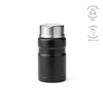 Lebensmittelbehälter aus recyceltem Edelstahl mit faltbarem Löffel, 740 ml farbe schwarz