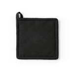 Topflappen aus recycelter Baumwolle mit Aufhängeschlaufe, 180 g/m² farbe schwarz Ansicht von vorne