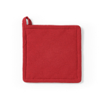 Topflappen aus recycelter Baumwolle mit Aufhängeschlaufe, 180 g/m² farbe rot Ansicht von vorne