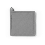 Topflappen aus recycelter Baumwolle mit Aufhängeschlaufe, 180 g/m² farbe grau Ansicht von vorne