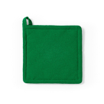 Topflappen aus recycelter Baumwolle mit Aufhängeschlaufe, 180 g/m² farbe grün Ansicht von vorne