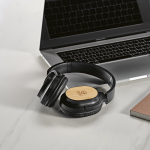 Kabellose Kopfhörer mit Bambusdetails, USB-C-Anschluss und 8 Stunden Akkulaufzeit farbe schwarz