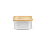 Lunchbox aus recyceltem Edelstahl mit Bambusdeckel und Besteck, 490 ml farbe silber dritte Ansicht