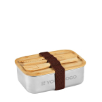 Lunchbox aus recyceltem Edelstahl mit Bambusdeckel und Besteck, 490 ml Hauptansicht