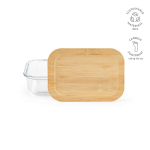 Wiederverwendbare Lunchbox aus Borosilikatglas und Bambus, 480 ml farbe transparent