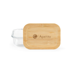 Wiederverwendbare Lunchbox aus Borosilikatglas und Bambus, 480 ml farbe transparent