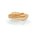 Wiederverwendbare Lunchbox aus Borosilikatglas und Bambus, 480 ml farbe transparent