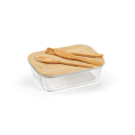 Brotdose aus Glas und Bambus mit Besteck und Gummiband, 800 ml farbe transparent zweite Ansicht