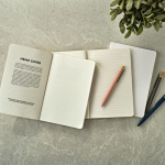 A5-Notizbuch mit Softcover aus Bambusfaser und gepunkteten Seiten farbe hellbraun Ansicht der Umgebung