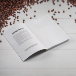 A5-Notizbuch mit Softcover aus Kaffeeresten und gepunkteten Seiten farbe hellbraun dritte Ansicht