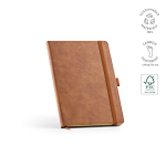 A5-Notizbuch aus recyceltem Kunstleder mit Gummiband und Blankoseiten farbe hellbraun