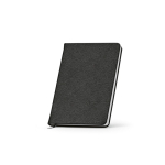 A5-Notizbuch mit Hardcover aus recyceltem Kunstleder und zwei Innentaschen farbe schwarz
