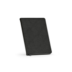 A5-Notizbuch mit Hardcover aus recyceltem Kunstleder und zwei Innentaschen farbe schwarz zweite Ansicht