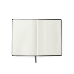 A5-Notizbuch mit Hardcover aus recyceltem Kunstleder und zwei Innentaschen farbe schwarz zweite Detailansicht