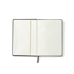 A5-Notizbuch mit Hardcover aus recyceltem Kunstleder und zwei Innentaschen farbe schwarz Detailansicht