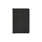 A5-Notizbuch mit Hardcover aus recyceltem Kunstleder und zwei Innentaschen farbe schwarz Ansicht von vorne