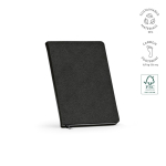 A5-Notizbuch mit Hardcover aus recyceltem Kunstleder und zwei Innentaschen farbe schwarz