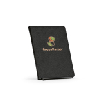 A5-Notizbuch mit Hardcover aus recyceltem Kunstleder und zwei Innentaschen farbe schwarz
